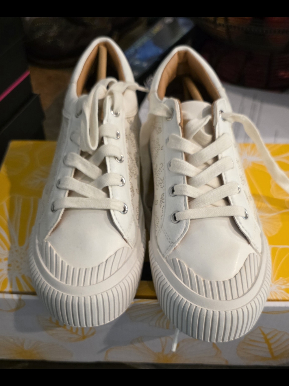 Women’s Yellowbox Casual Lace-Up Sneakers With Unique Side Design in White